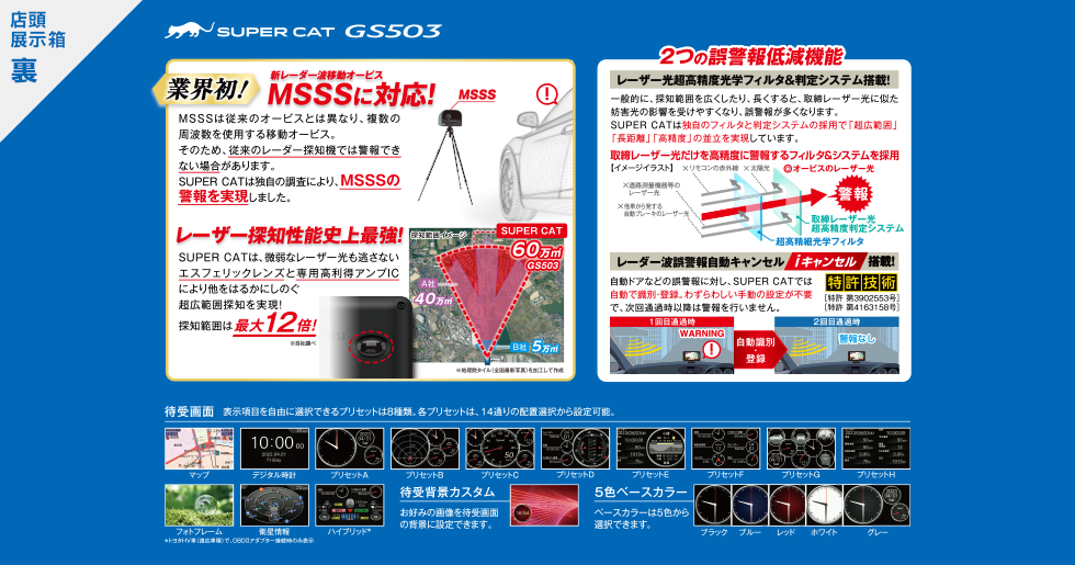 ユピテルレーダー探知機GS503 新型オービス対応アクセサリー